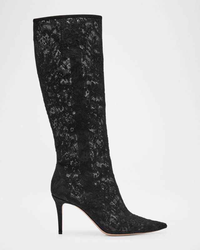 Lace Stiletto Tall Boots